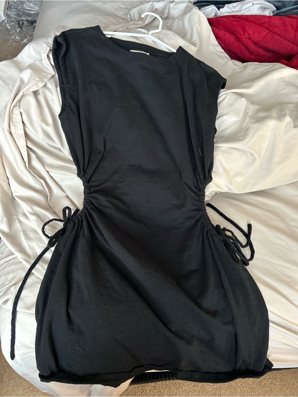 Black Ruched Side-Tie Sleeveless Dress